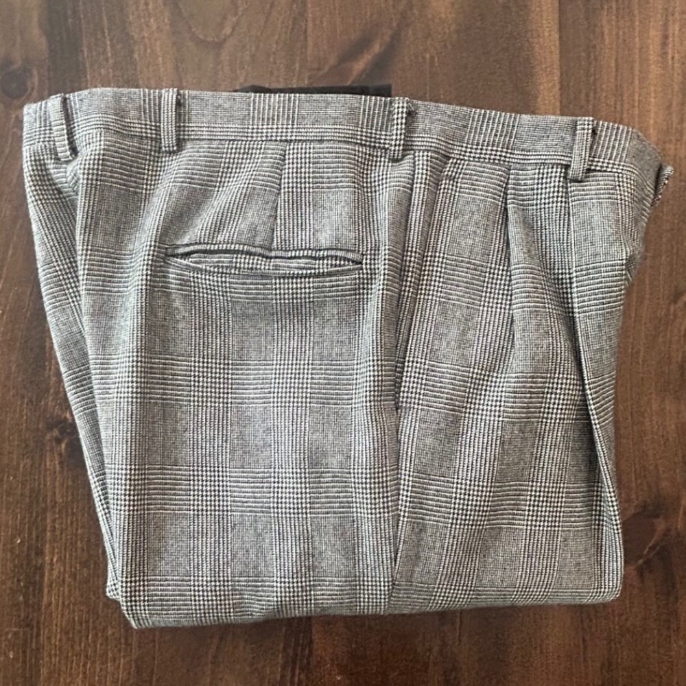 Vintage Peterborough Row Dress Pants 34 Wool Houndstooth Plaid Trouser Old Money